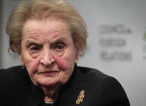WASHINGTON, DC - JANUARY 29: Former U.S. Secretary of State Madeleine Albright participates in a discussion at the Council on Foreign Relations January 29, 2015 in Washington, DC. The Council on Foreign Relations and the Paulson Institute held the discussion on "The China Challenge: Balancing Cooperation and Competition." (Photo by Alex Wong/Getty Images)